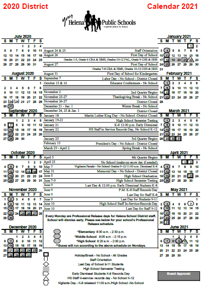 District Calendar Helena High School