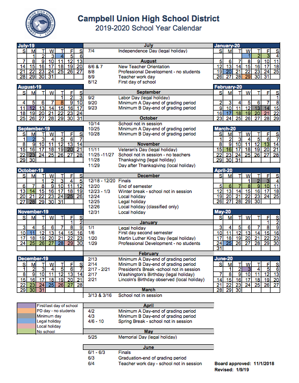 District Calendar Miscellaneous Campbell Union High School District
