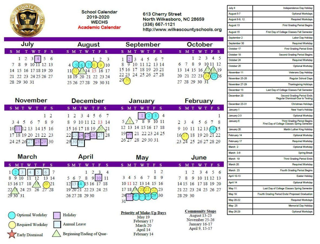 District Calendars District Wilkes County Schools