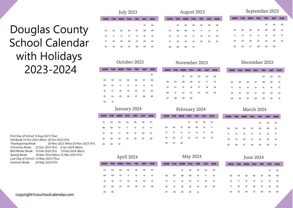 Douglas County School Calendar With Holidays 2023 2024