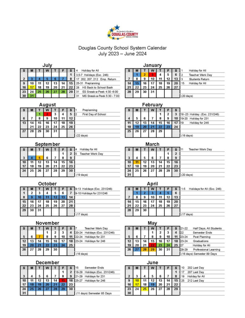 Douglas County Schools Calendar 2023 2024 In PDF