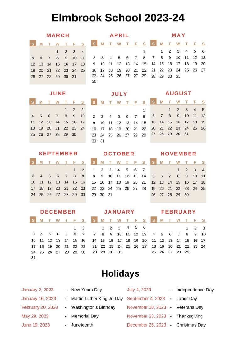 Elmbrook Schools Calendar ESD 2023 24 With Holidays