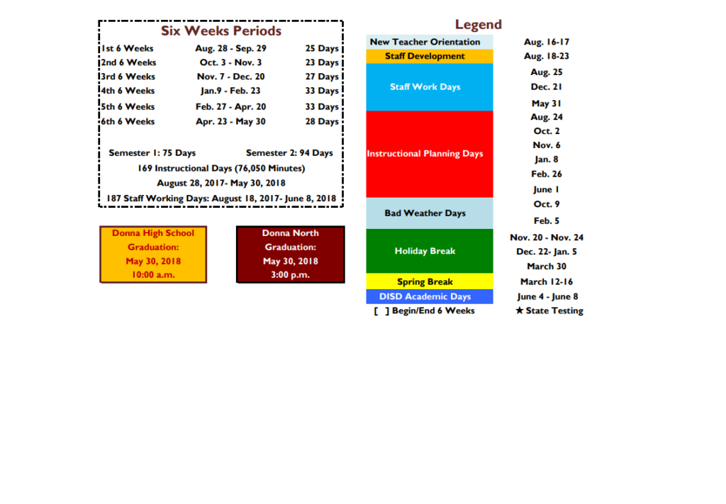 Eloy Garza Salazar Elementary School District Instructional Calendar 