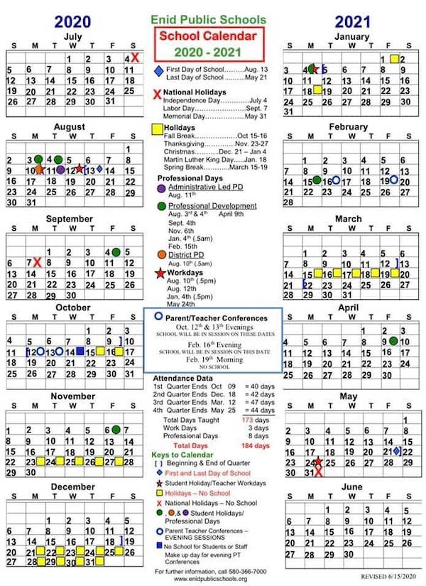 Enid Public Schools 2022 Calendar