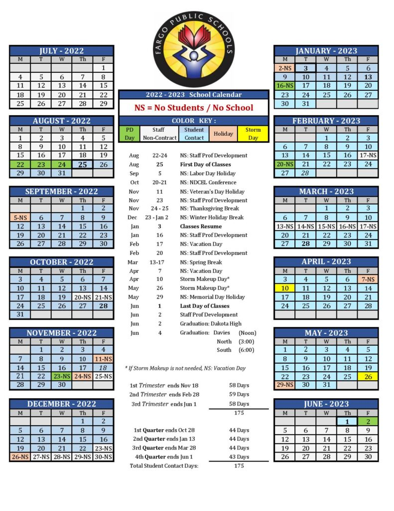 Fargo Public Schools Calendar 2022 2023 Holidays