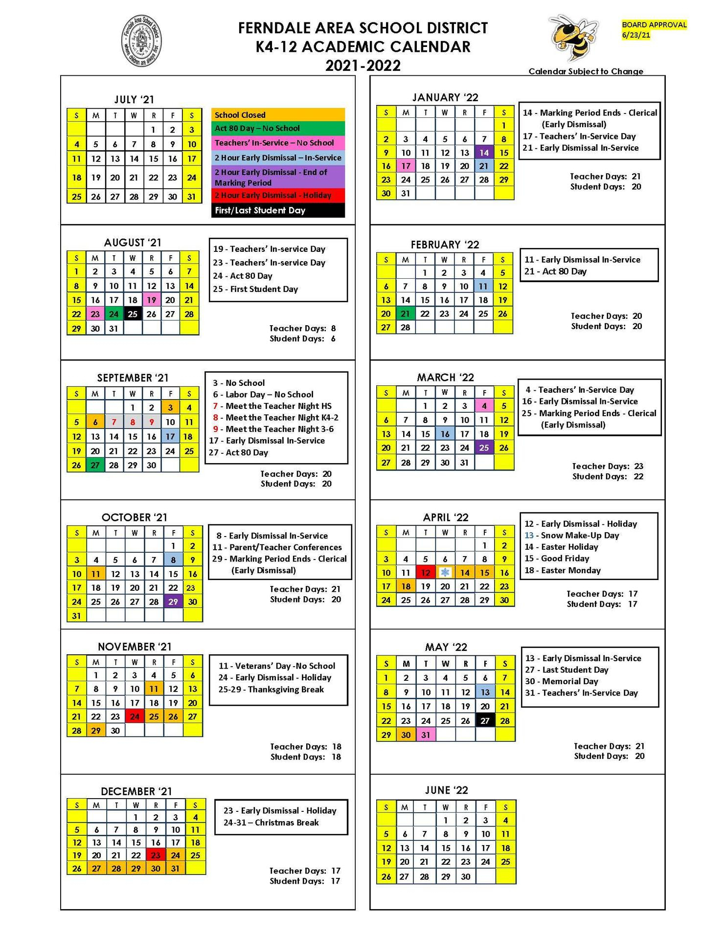 Ferndale Public Schools Calendar Jackson Hale