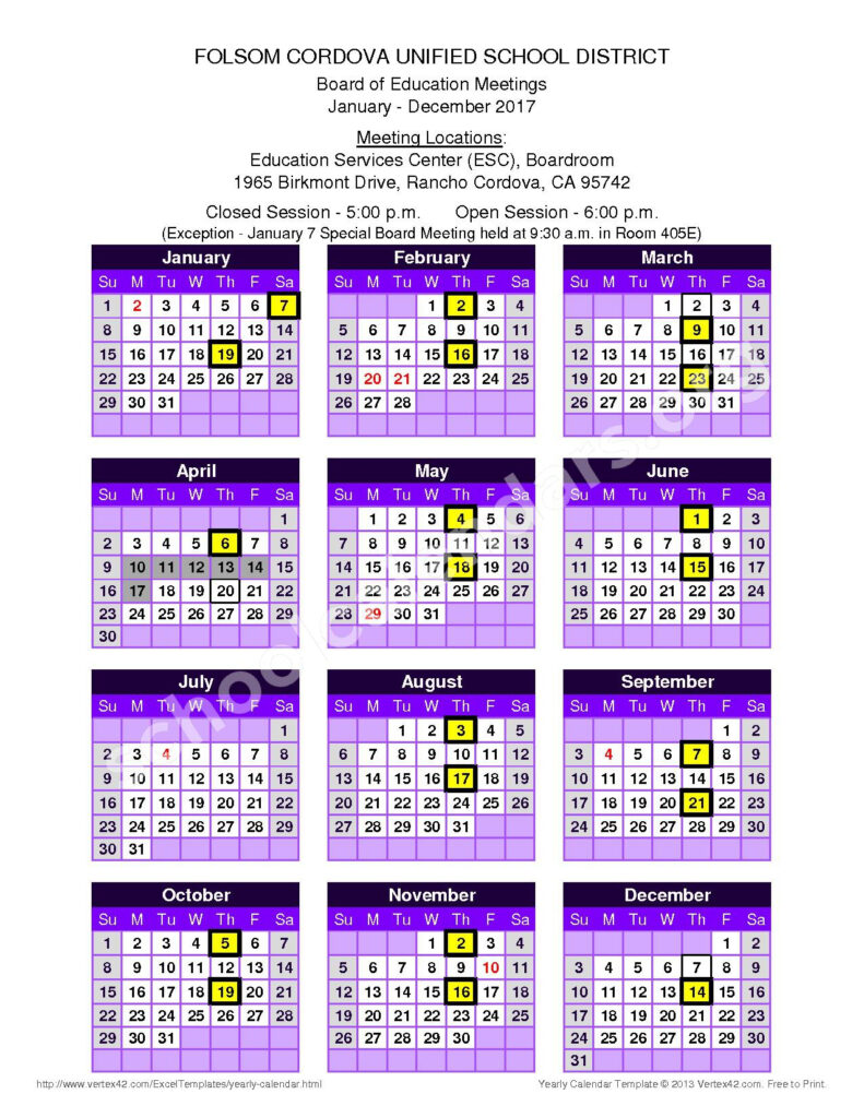 Folsom Cordova Unified School District Calendars Rancho Cordova CA