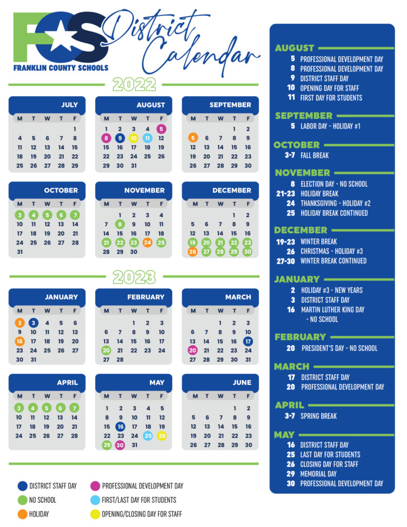 Franklin County Schools Calendar 2023 And 2024 PublicHolidays