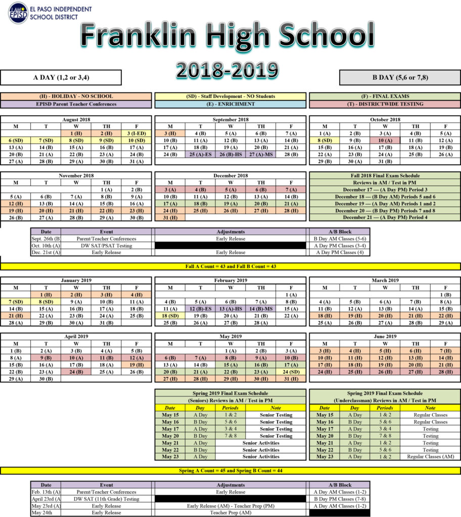 Franklin High School Calendar