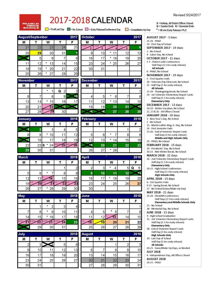 Franklin Pierce School District Calendar