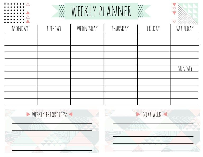 Free Printable Weekly Calendar Palm Springs MidMod 