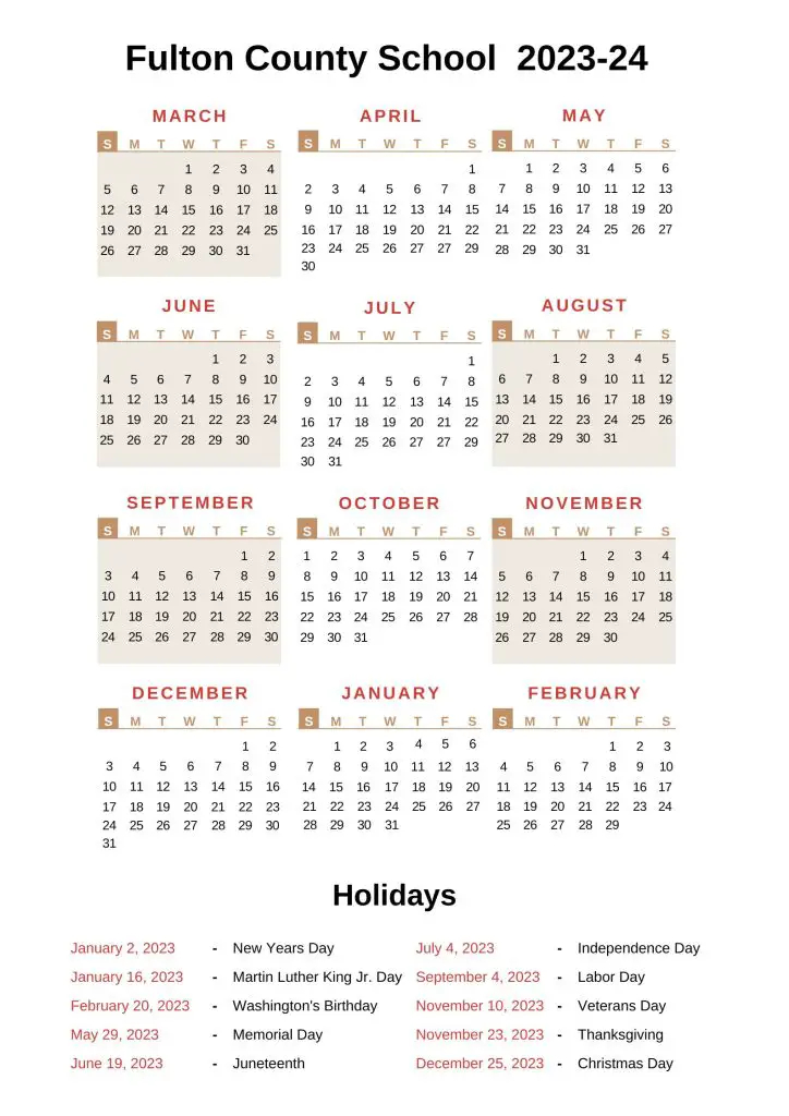 Fulton County Schools Testing Calendar 2023