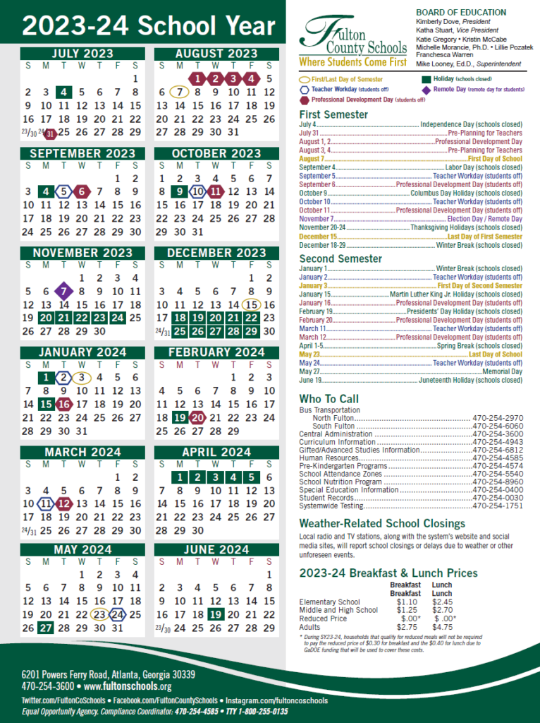 Fulton County Schools Calendar