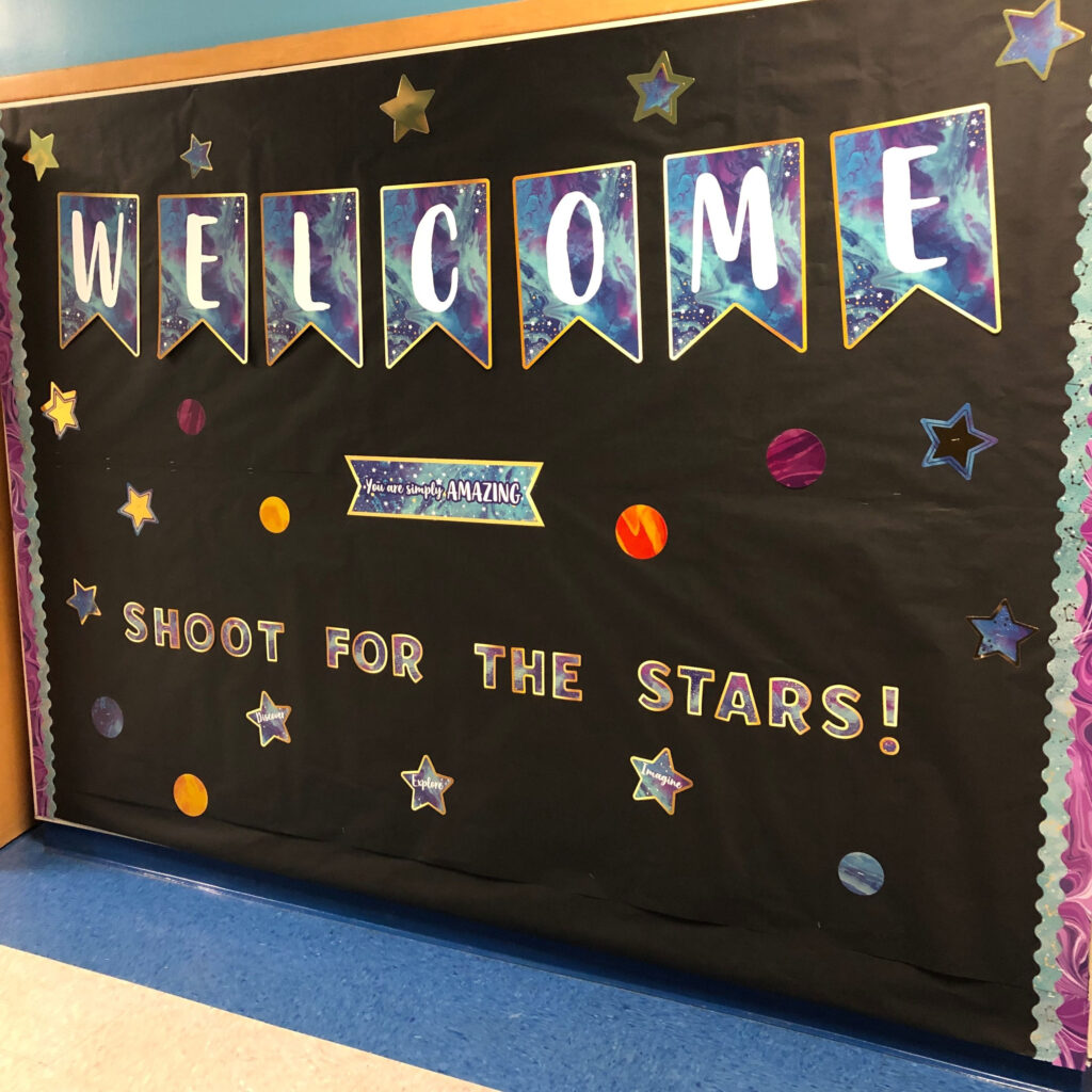 Galaxy Welcome Bulletin Board Set Space Classroom Elementary 