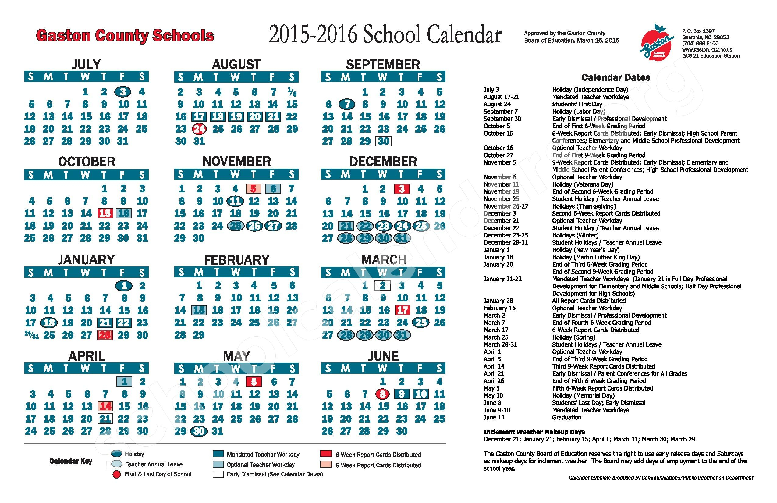 Gaston County School Calendar 2023 Schoolcalendars