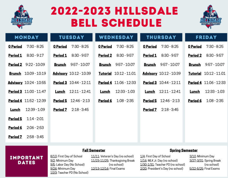 General Information Bell Schedule