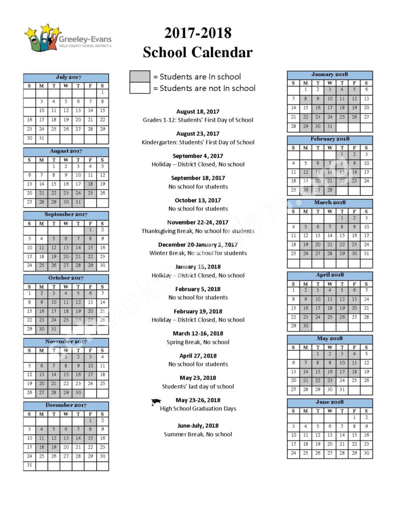 Greeley Evans School District 6 Calendars Greeley CO