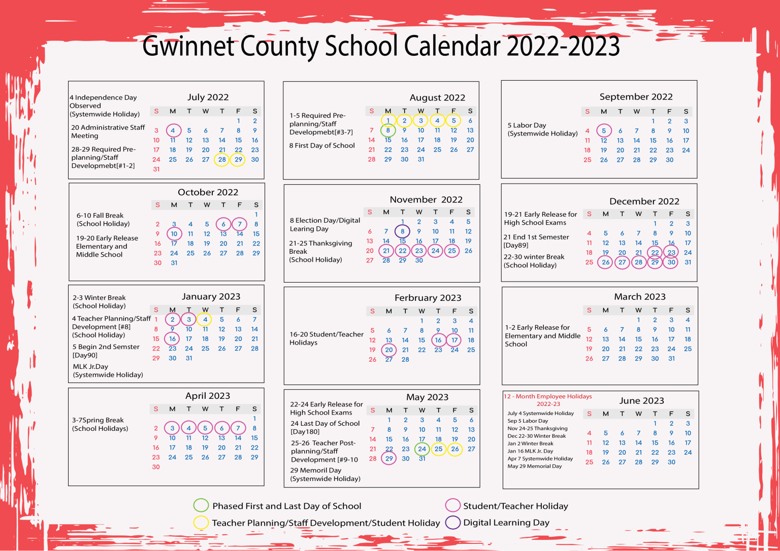 Gwinnett County School Calendar 2022 US School Calendar