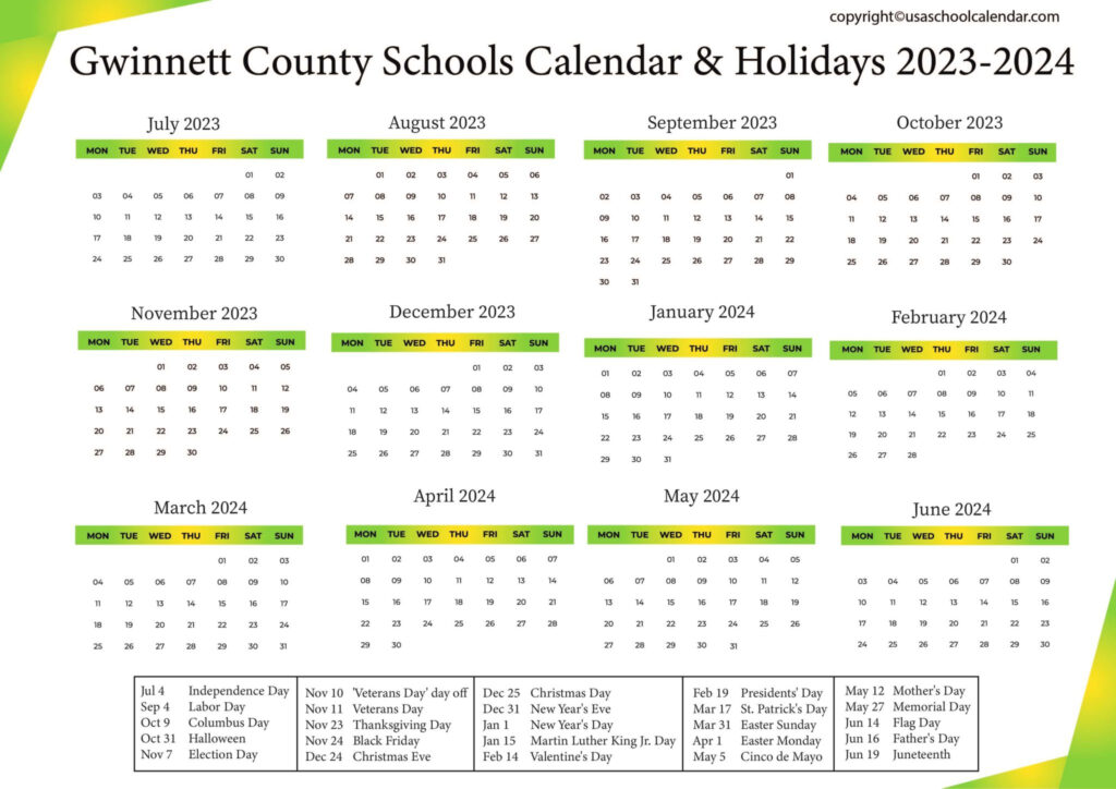 Gwinnett County Schools Calendar Holidays 2023 2024