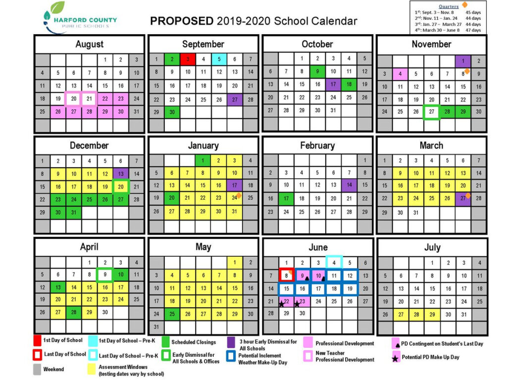 HARFORD COUNTY PUBLIC SCHOOLS Proposed 2019 2020 School Calendar 
