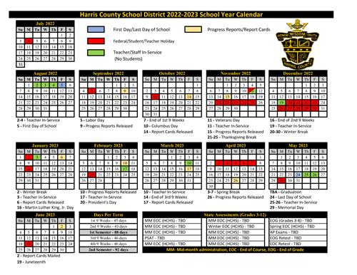 Harris County School District Announces 22 23 School Calendar