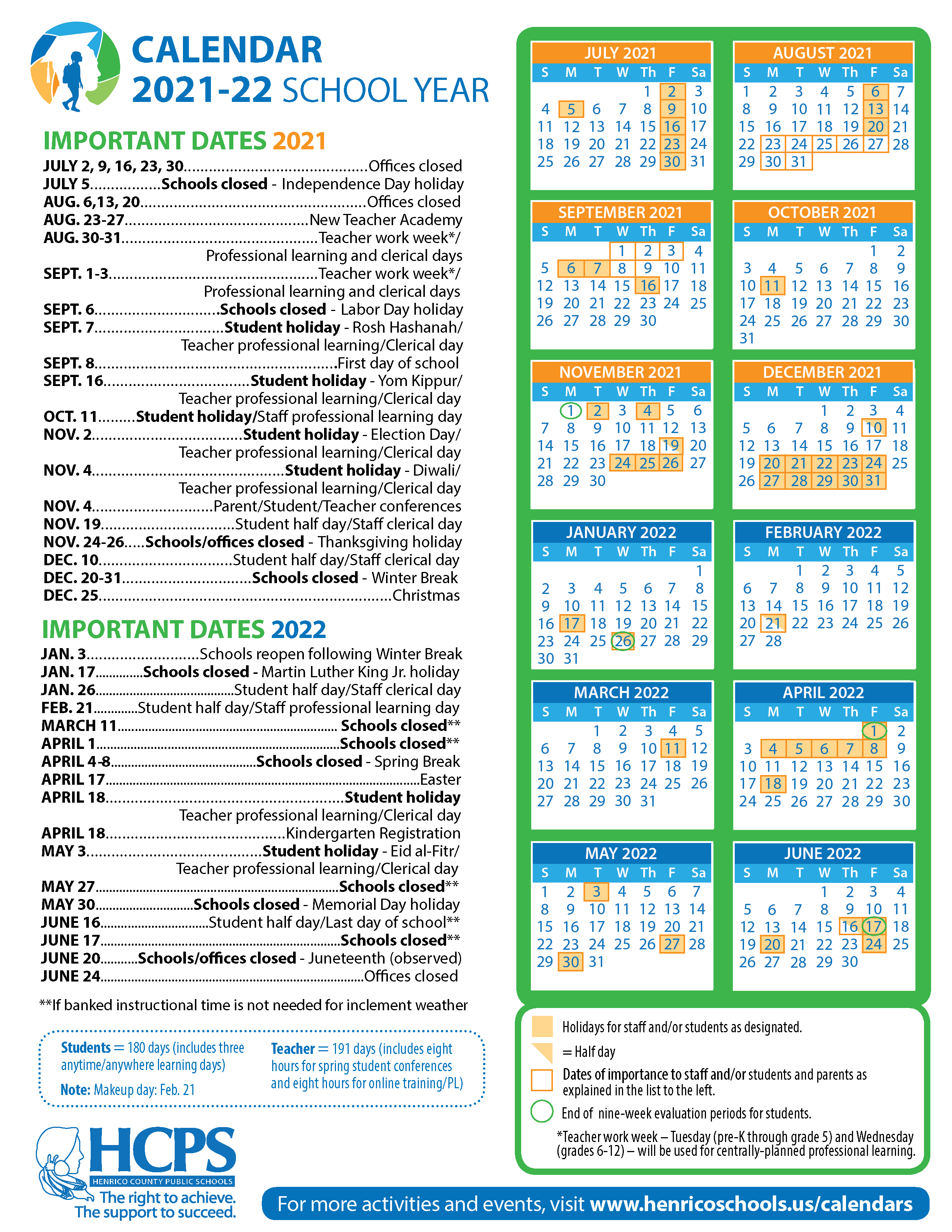 Henrico County Public Schools Calendar 2022 Schoolcalendars