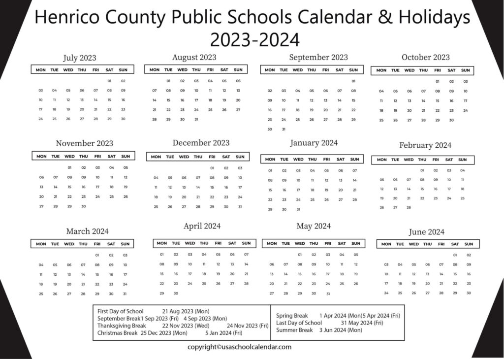 Henrico County Public Schools Calendar Holidays 2023 2024