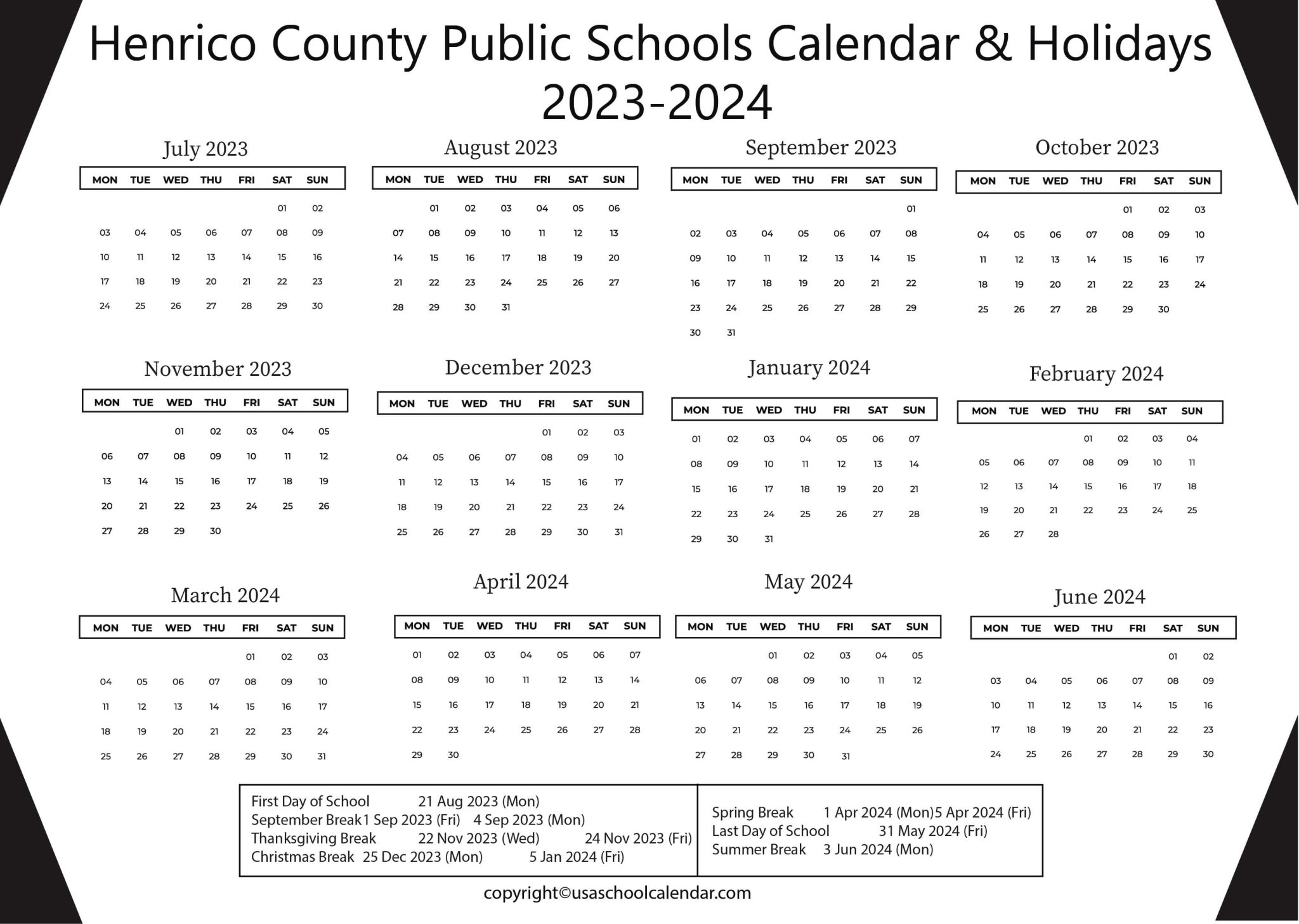 Henrico County Public Schools Calendar Holidays 2023 2024