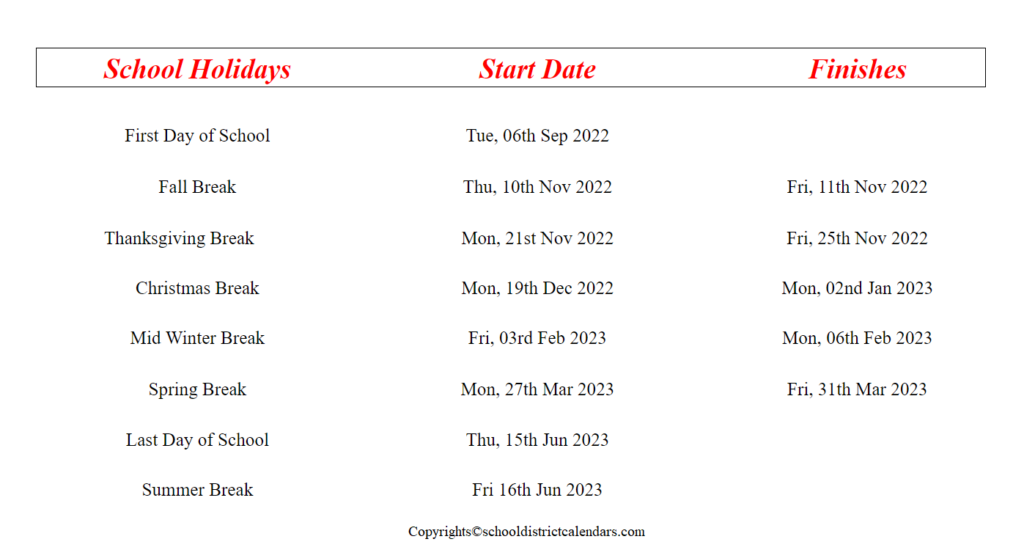 Hillsboro School District 2022 2023 Holidays Calendar School District 