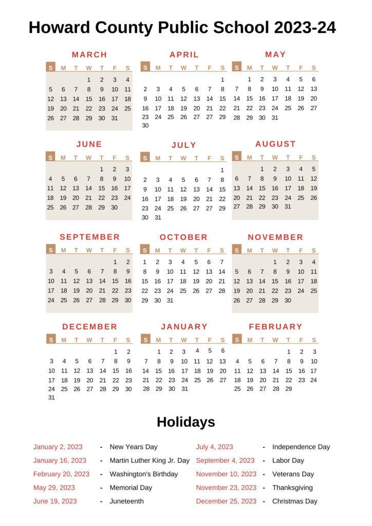 Howard Public School Calendar Archives County School Calendar 2023 24