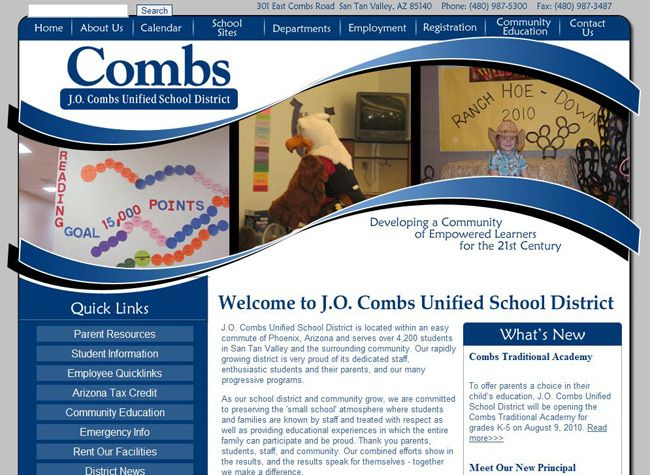 JO Combs School District School Department School Site School District
