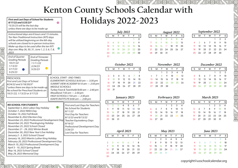 Kenton County Schools Holiday Calendar US School Calendar