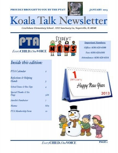 Koala Talk Newsletter January Cowlishaw Elementary School