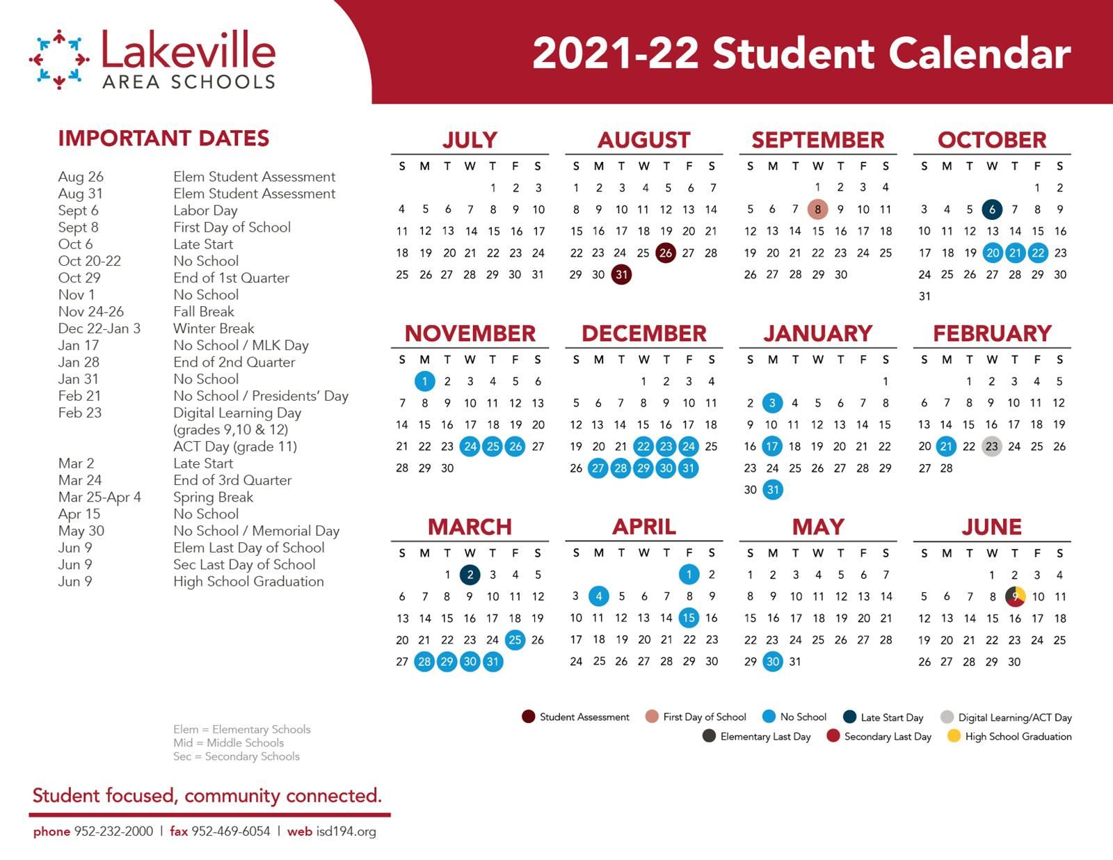 Lakeville South High School Calendars