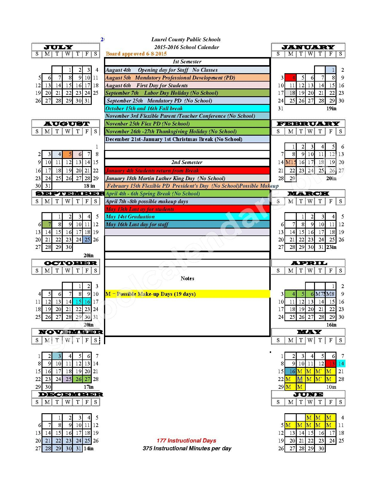 Laurel County School District Calendars London KY