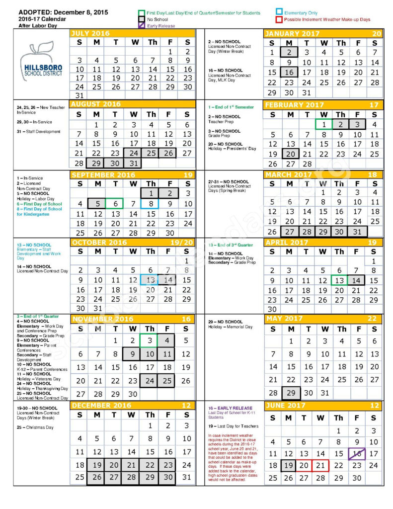 Liberty High School Calendars Hillsboro OR