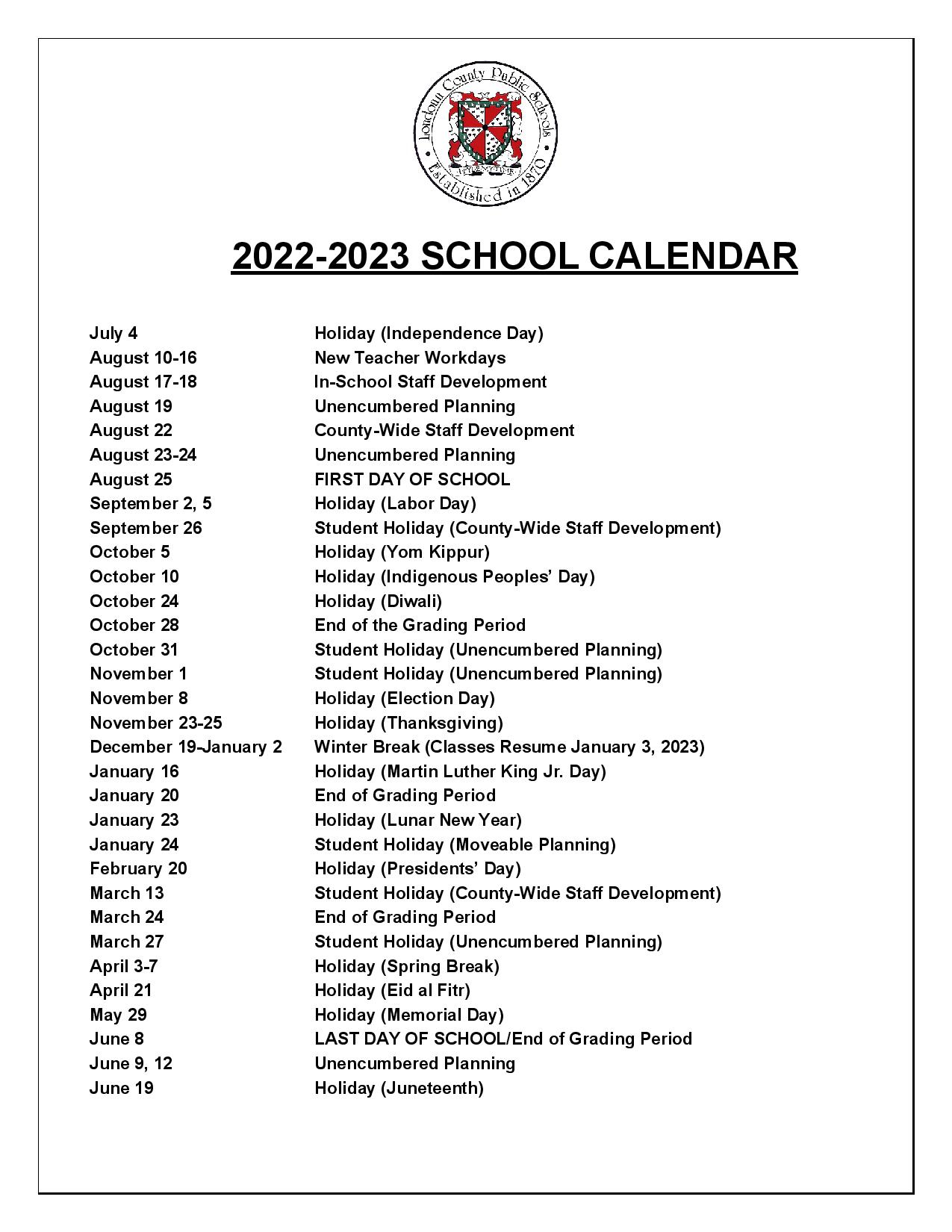 Loudoun County 2022 23 Calendar Customize And Print