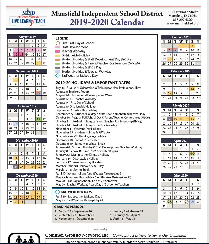 Mansfield Isd Calender Customize And Print