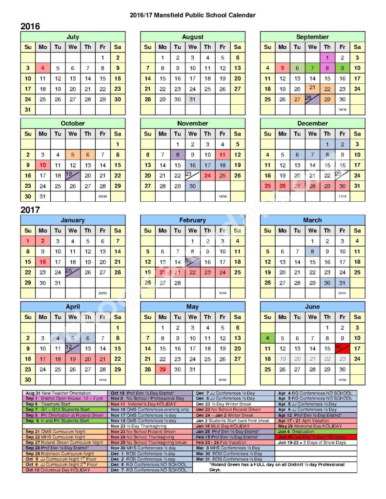 Mansfield Public Schools Calendars Mansfield MA