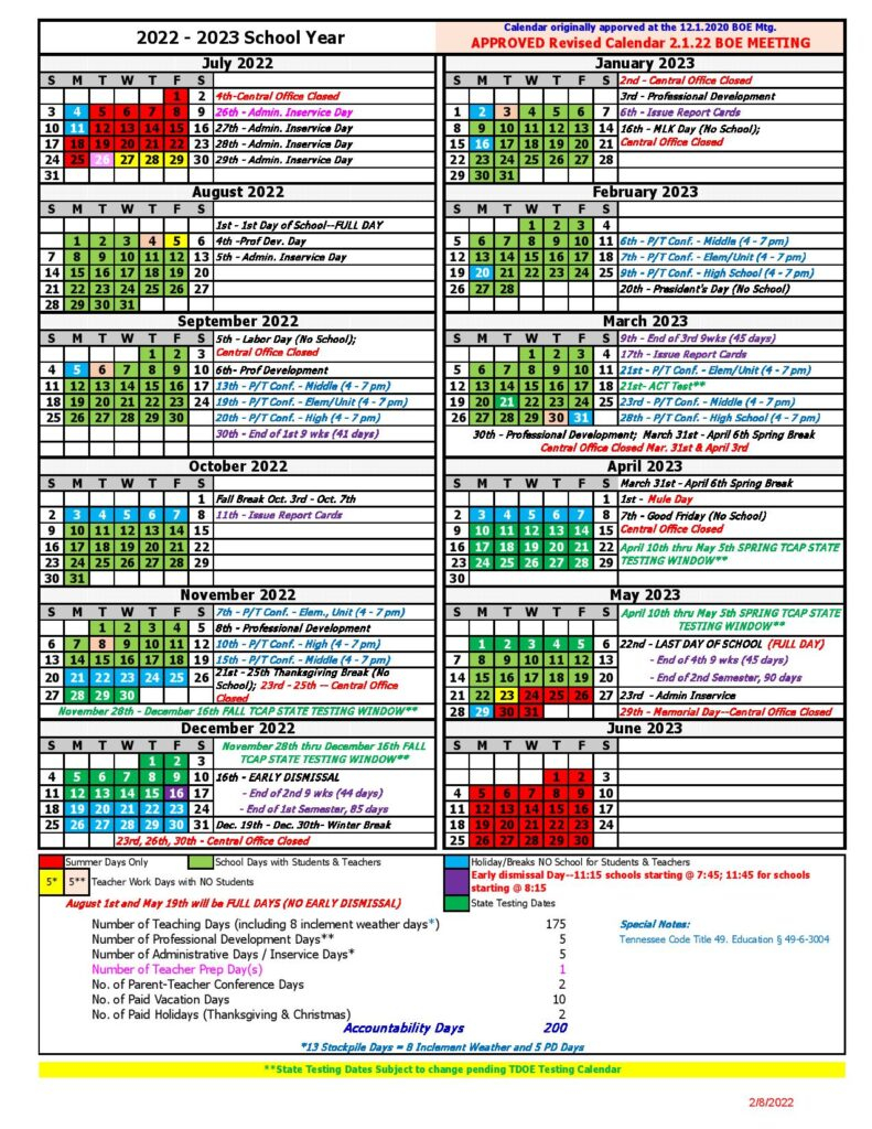 Maury County School Calendar 2022 2023 Holidays