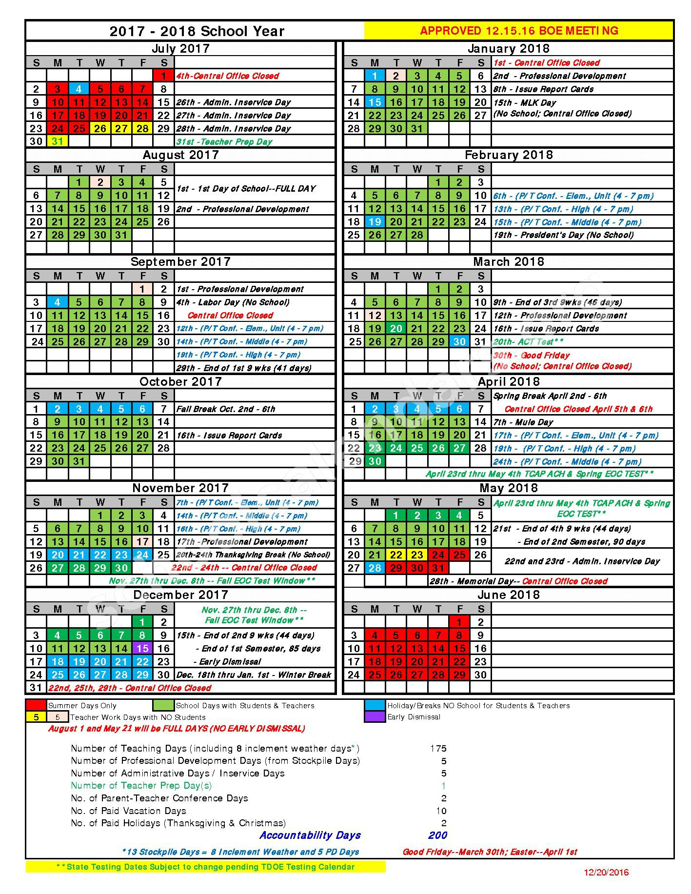 Maury County Schools Calendars Columbia TN