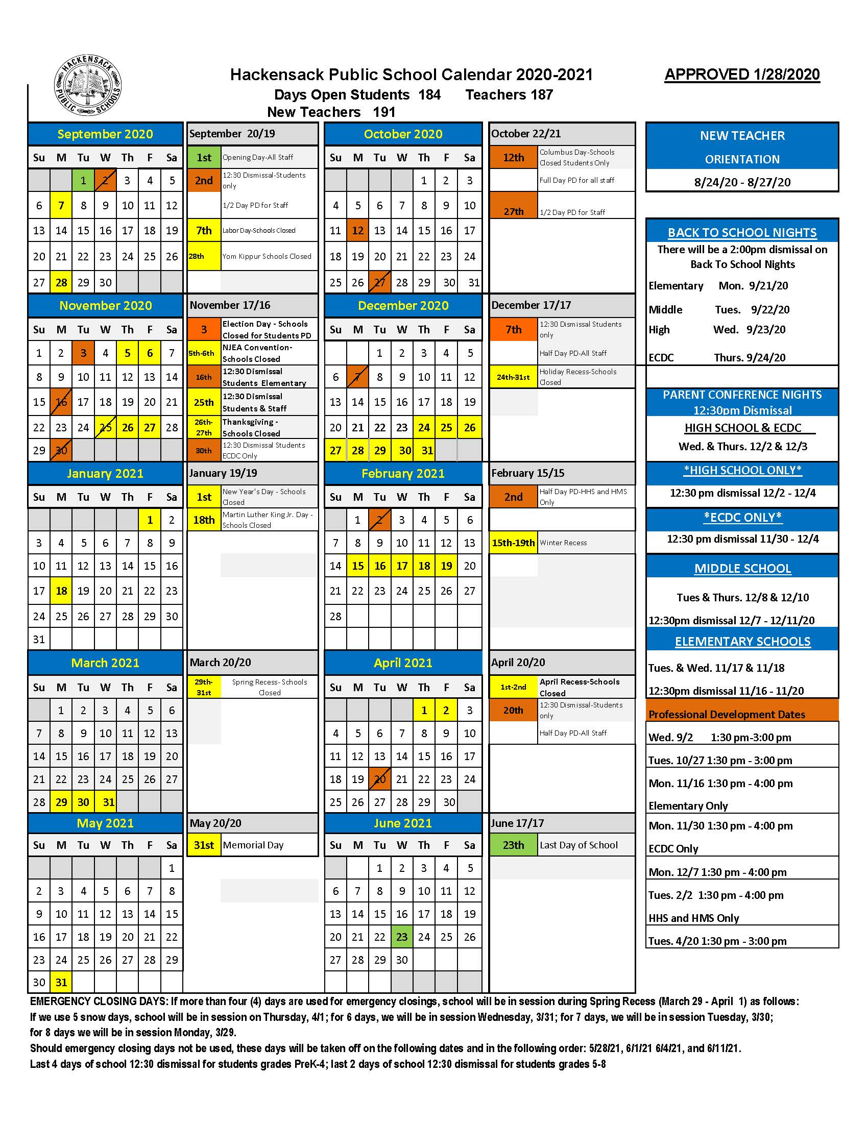 Melia School Calendar