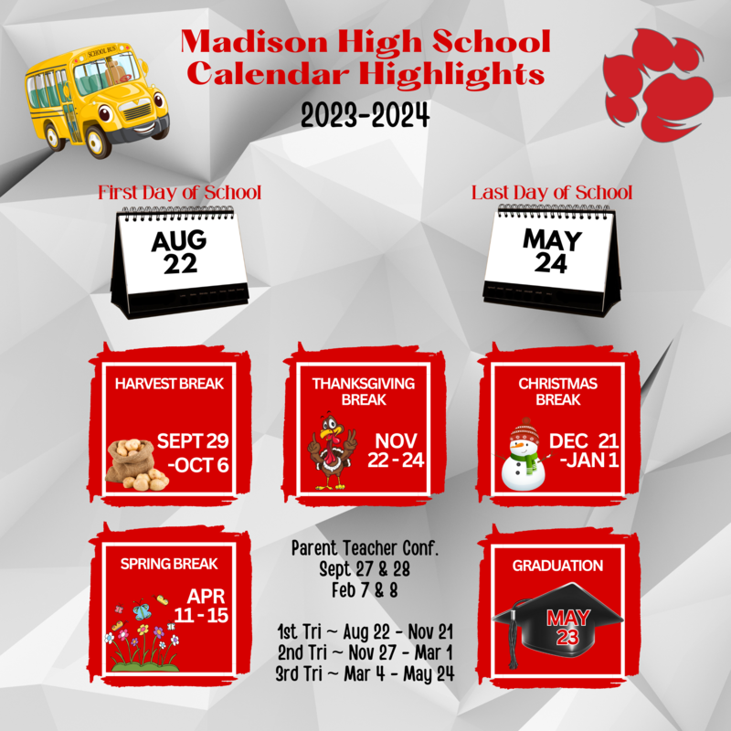 MHS 23 24 Calendar Highlights Madison High School
