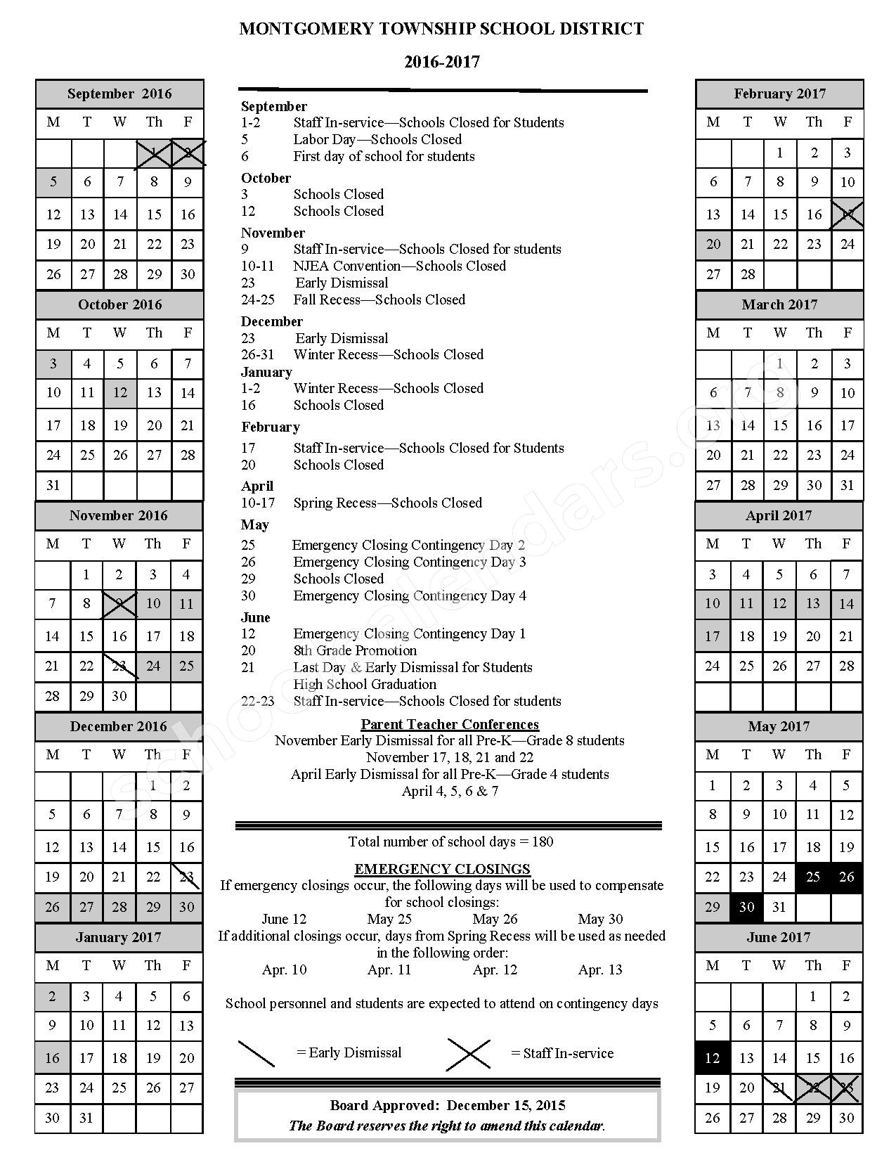 Montgomery High School Calendars Skillman NJ