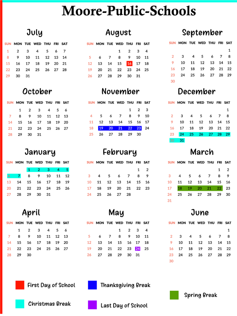 Moore County Schools Calendar School Calendar Homeschool Calendar 