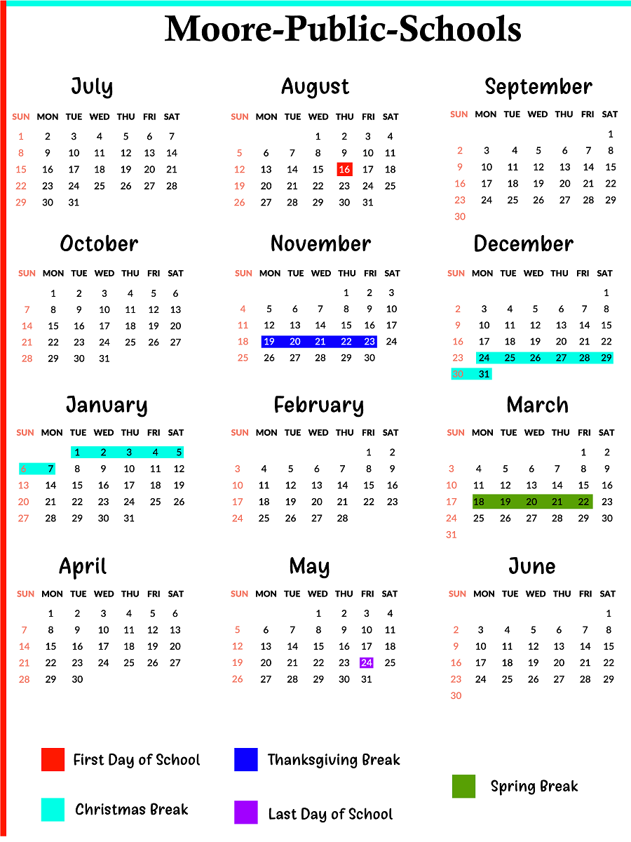 Moore County Schools Calendar School Calendar Homeschool Calendar