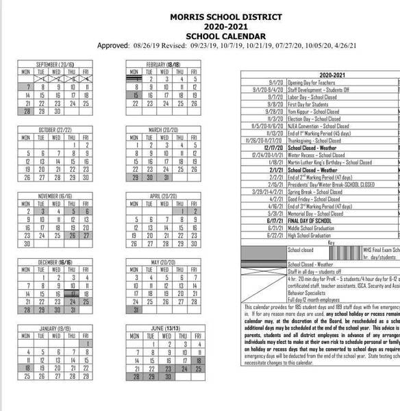 Morris School District Revises 2020 21 School Calendar TAPinto