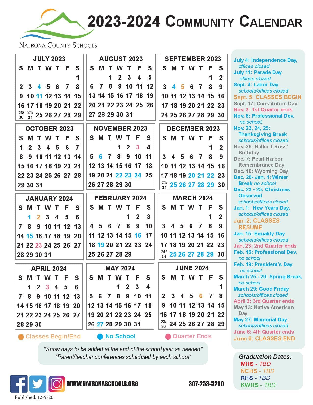 Natrona County School District 1 Calendar 2023 2024