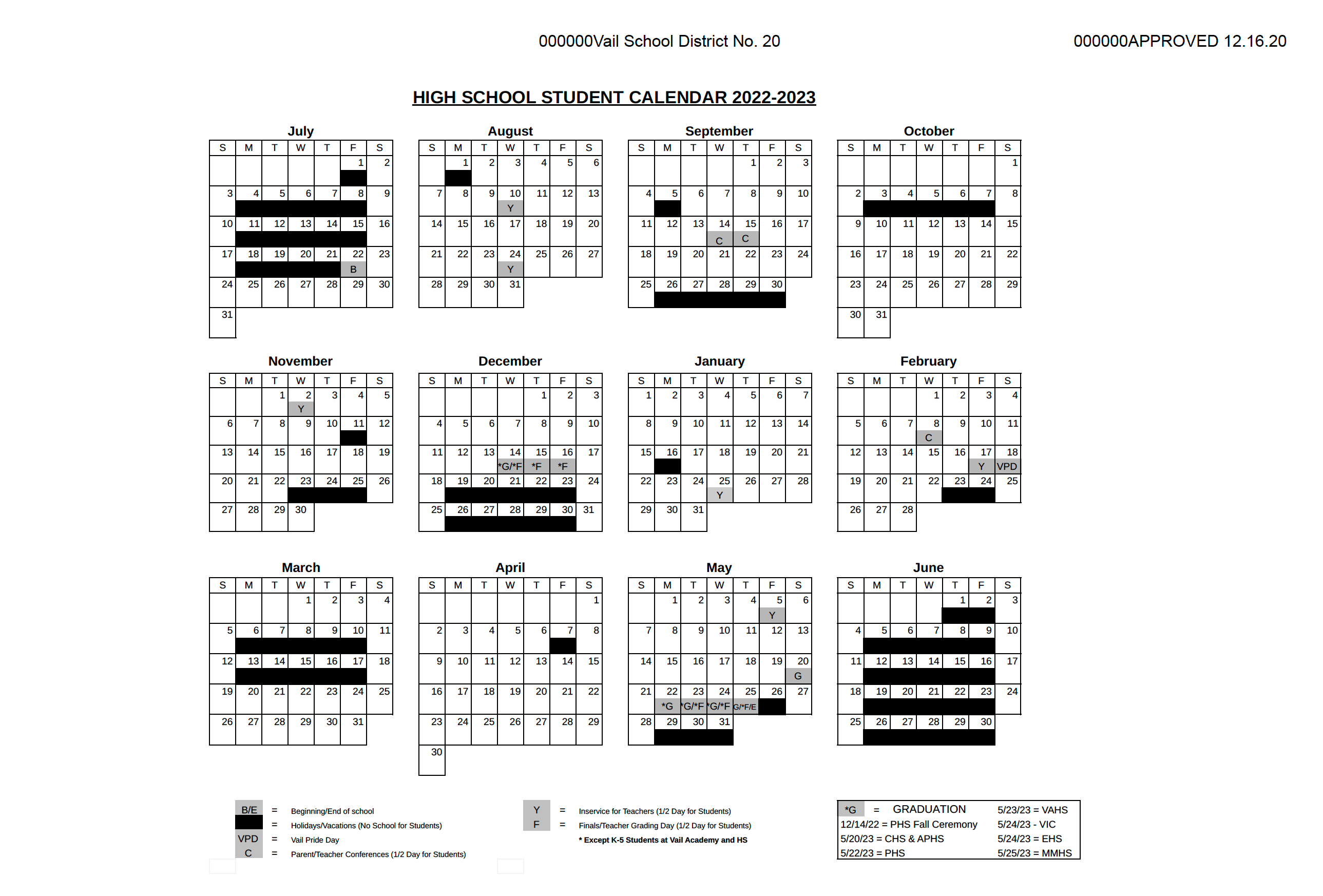 Vail Academy And High School Calendar 2024