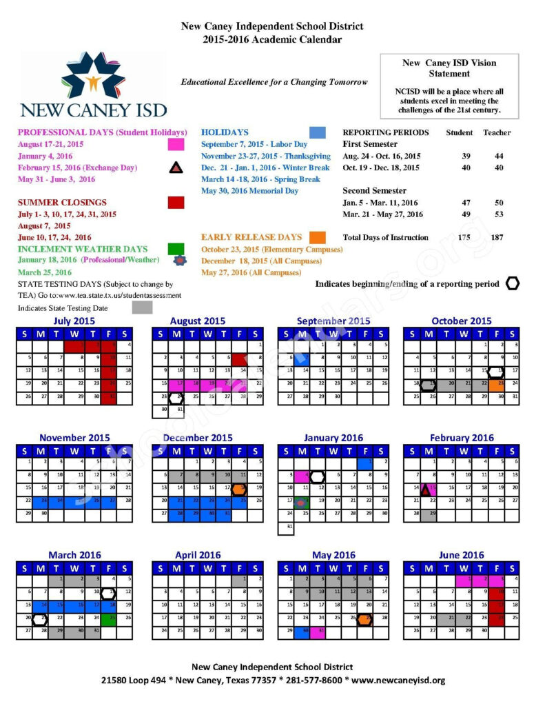 New Caney School Calendar School Calendar Academic Calendar Calendar